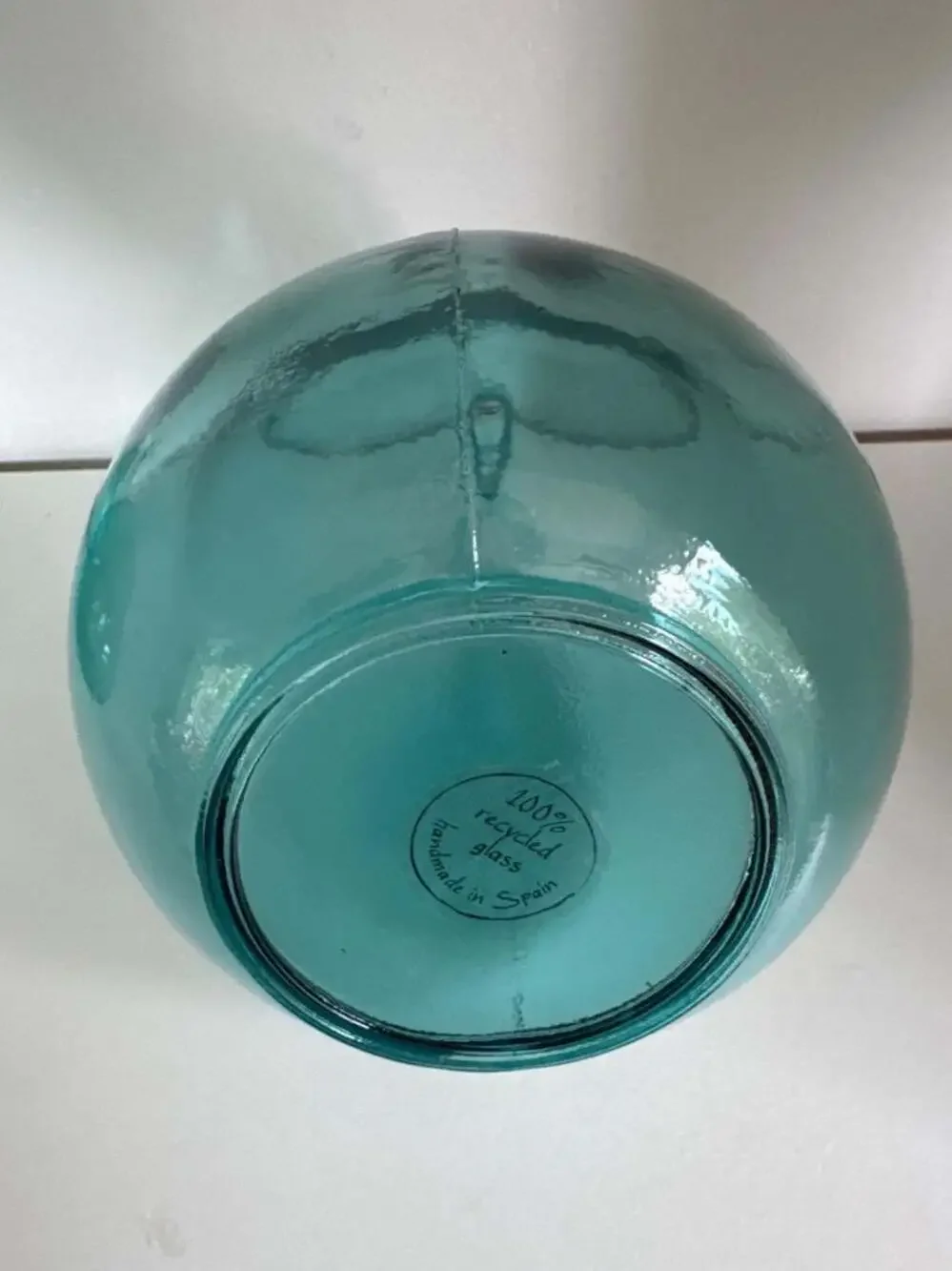 Vidrios San Miguel 100% Recycled Glass Aqua Blue Bulb Vase Handmade in Spain